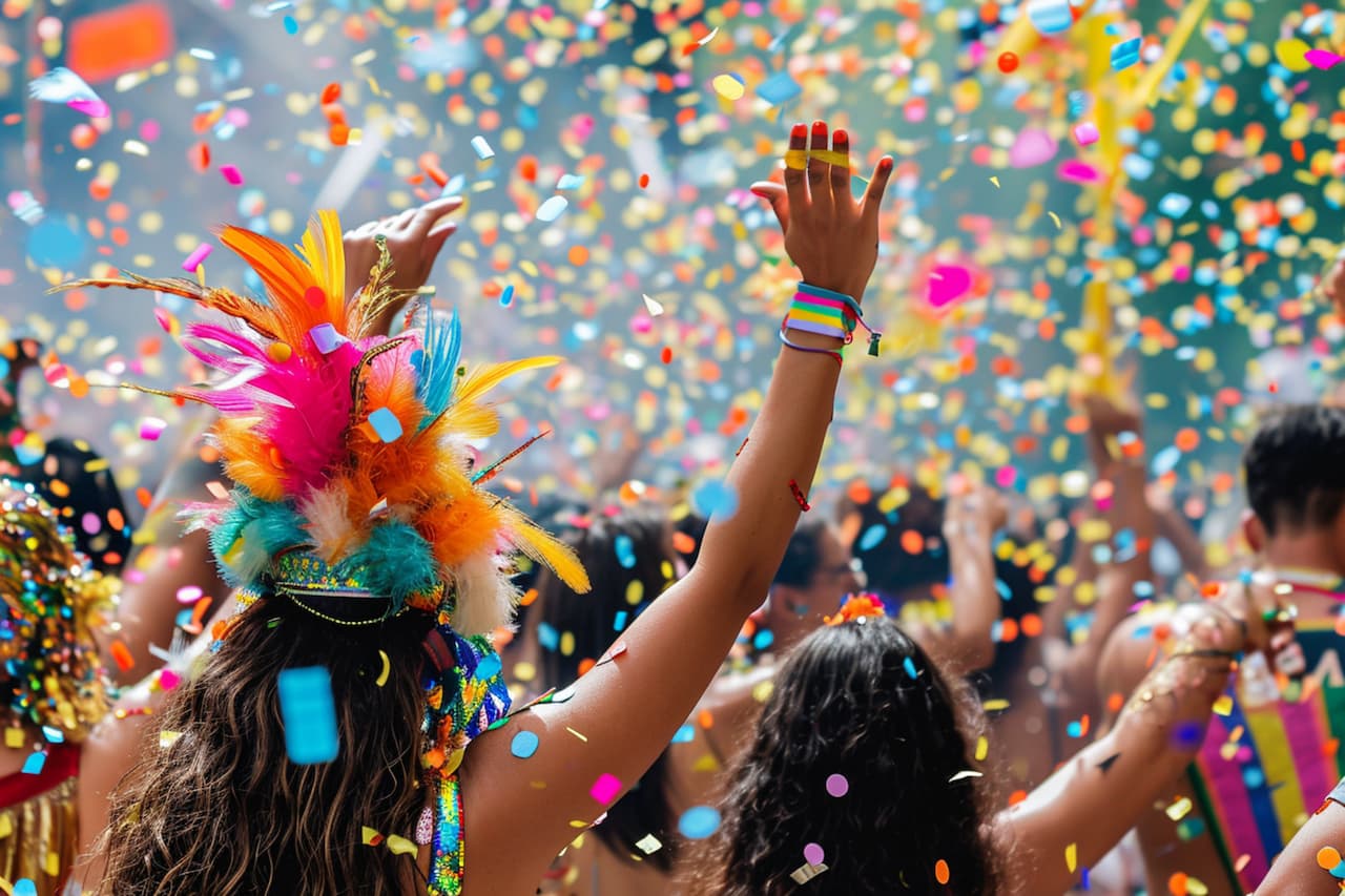 mulher de costas comemorando o carnaval